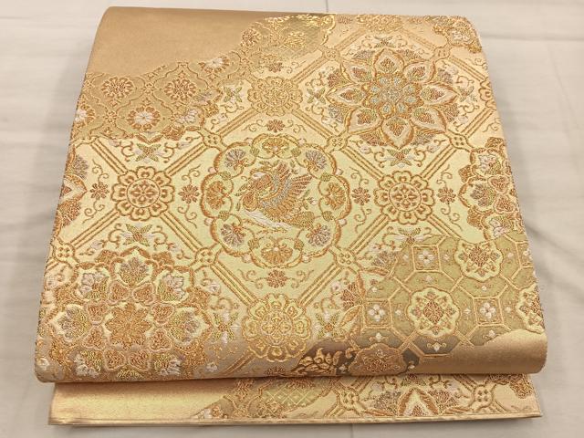 平和屋着物◎六通柄袋帯 銘匠錦 菱匠倉道長文 金糸 正絹 逸品 BAAX1598mz
