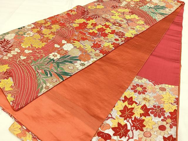 平和屋着物◎六通柄 京袋帯 唐織 草花文 銀糸 正絹 逸品 BAAX1604qw