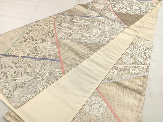平和屋着物◎六通柄袋帯 唐織 切嵌花鳥文 金銀糸 正絹 逸品 BAAX1607qw