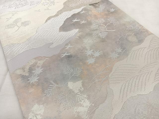 平和屋着物◎六通柄袋帯 霞吉祥文 金銀糸 正絹 逸品 BAAX1613qw