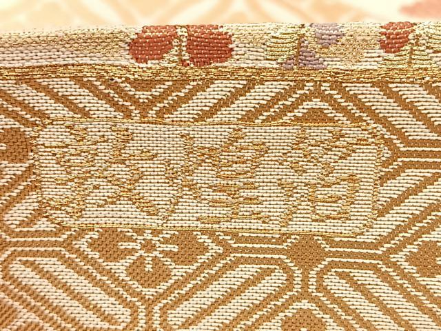 平和屋着物◎佐賀錦 六通柄袋帯 敦煌箔 花鳥文 金糸 正絹 逸品 BAAX1621qw