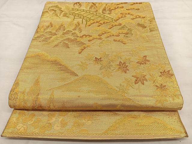 平和屋着物◎佐賀錦 六通柄袋帯 唐織 風景文 金糸 正絹 逸品 BAAX1624qw