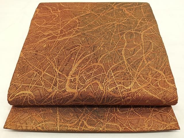 平和屋着物◎六通柄袋帯 抽象文 金糸 正絹 逸品 BAAX1628qw