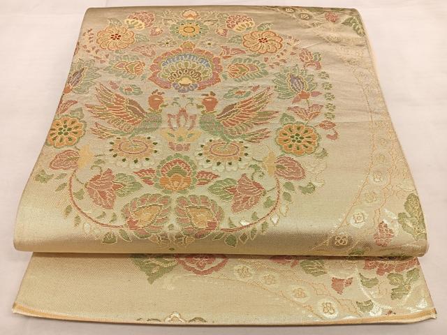 平和屋着物◎六通柄袋帯 花鳥文 金銀糸 正絹 逸品 BAAX1634qw
