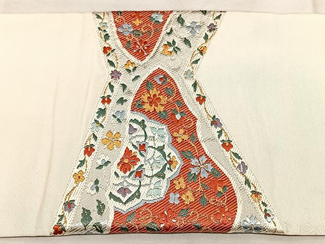 平和屋着物◎九寸名古屋帯 唐織 花唐草文 金銀糸 正絹 逸品 BAAX1646qw