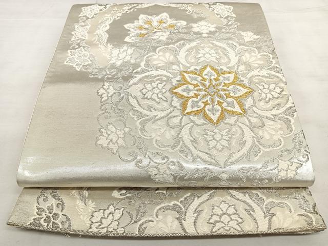平和屋着物◎六通柄袋帯 唐織 花鳥唐草文 金銀糸 正絹 逸品
