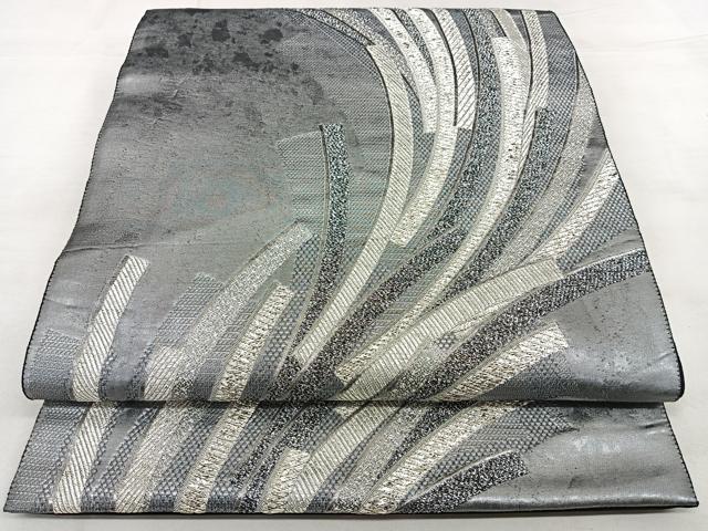 平和屋着物◎六通柄袋帯 唐織 流彩美比形匠 銀糸 正絹 逸品 BAAX1681qw