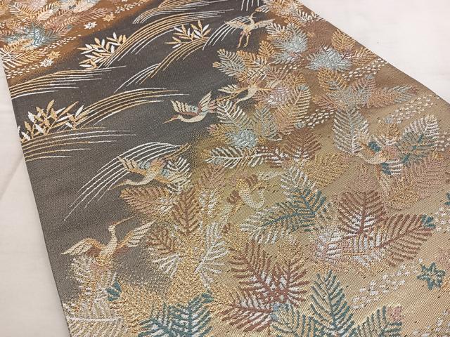 平和屋着物◎六通柄袋帯 唐織 花鳥文 金糸 引箔 鈴乃屋扱い 正絹 逸品 BAAX1685qw