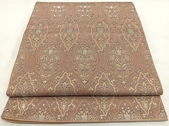 平和屋着物◎六通柄 本袋帯 花唐草文 金銀糸 正絹 逸品 BAAX1691qw