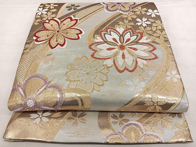 平和屋着物◎六通柄袋帯 唐織 舞花文 金銀糸 正絹 逸品 BAAX1693qw