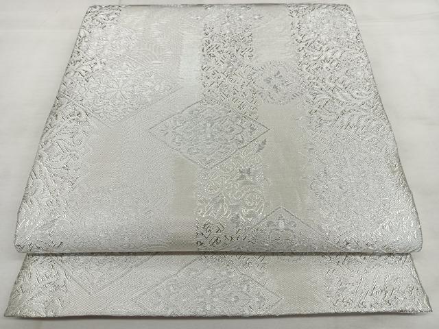 平和屋着物◎佐賀錦 六通柄袋帯 唐織 千寿 花菱文 銀糸 正絹 逸品 BAAX1695qw
