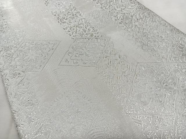 平和屋着物◎佐賀錦 六通柄袋帯 唐織 千寿 花菱文 銀糸 正絹 逸品 BAAX1695qw