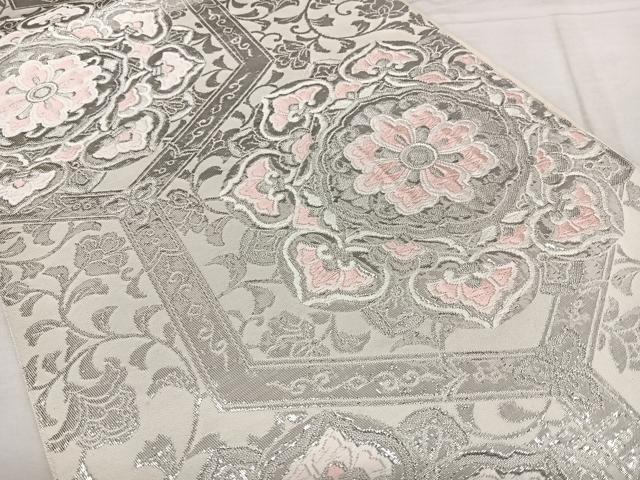 平和屋着物◎六通柄 本袋帯 唐織 純プラチナ箔 亀甲花文 正絹 逸品 BAAX1703qw