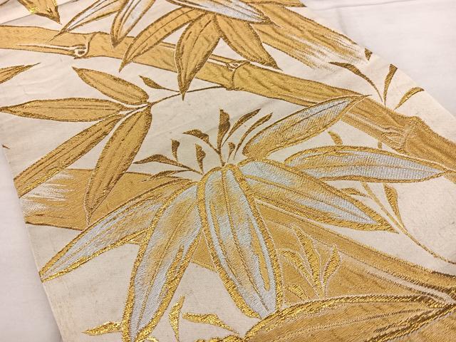 平和屋着物◎六通柄袋帯 唐織 笹竹文 金銀糸 正絹 逸品 BAAX1705qw