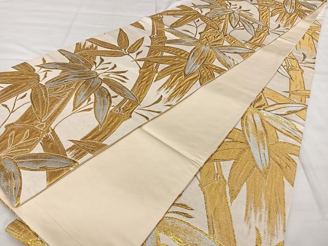 平和屋着物◎六通柄袋帯 唐織 笹竹文 金銀糸 正絹 逸品 BAAX1705qw