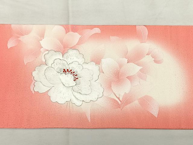 平和屋着物◎九寸名古屋帯 刺繍 牡丹 銀糸 正絹 逸品 BAAX1729qw