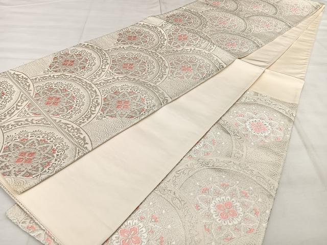 平和屋着物◎六通柄袋帯 唐織 花青海波 金銀糸 正絹 逸品 BAAX1751qw