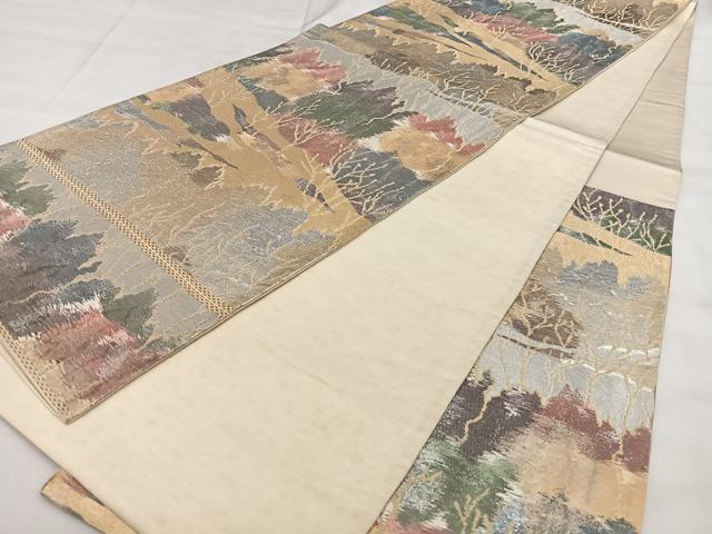 平和屋着物◎六通柄 京袋帯 樹林文 金銀糸 正絹 逸品 BAAX1763qw