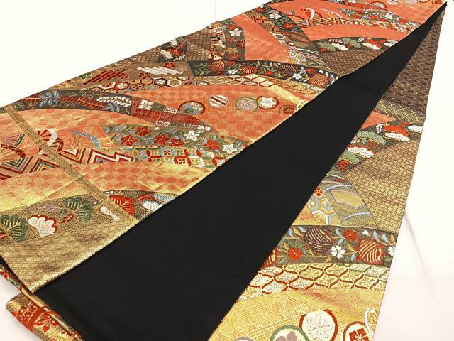 平和屋着物◎六通柄袋帯 唐織 遠山吉祥文 金糸 正絹 逸品 BAAX1764qw