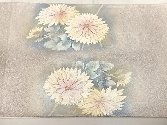 平和屋着物◎太鼓柄袋帯 刺繍 枝菊文 金彩 引箔 正絹 逸品 BAAX1779qw