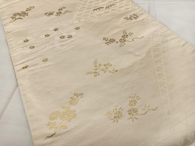 平和屋着物◎両面 六通柄袋帯 唐織 御車花丸紋 金銀糸 正絹 逸品 BAAX1781qw