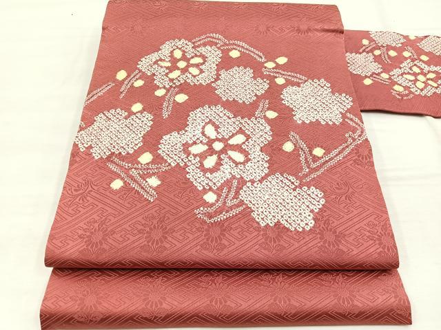 平和屋着物◎九寸名古屋帯 絞り 梅 正絹 逸品 BAAX1819hv