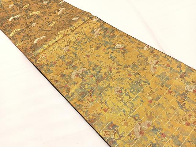 平和屋着物◎西陣 服部織物謹製 六通柄袋帯 氷割れ地紙花文 金糸 引箔 正絹 逸品 BAAX1832hv