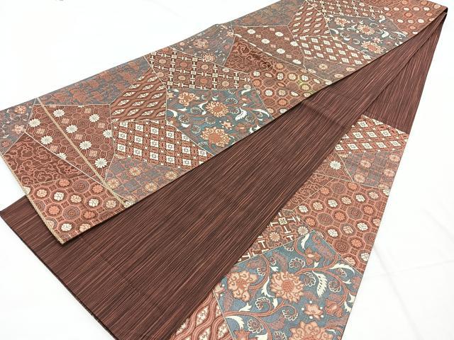 平和屋着物◎西陣 いづくら謹製 六通柄袋帯 裂取蒔絵 金糸 引箔 正絹 逸品 BAAX1839hv