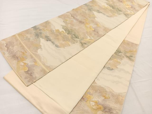 平和屋着物◎西陣 六通柄 本袋帯 立波文 金銀糸 正絹 逸品 BAAX1862hv