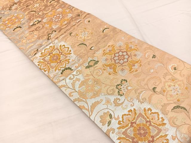 平和屋着物◎六通柄袋帯 唐花華紋 金銀糸 正絹 逸品 BAAX1881hv