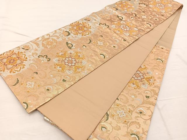 平和屋着物◎六通柄袋帯 唐花華紋 金銀糸 正絹 逸品 BAAX1881hv