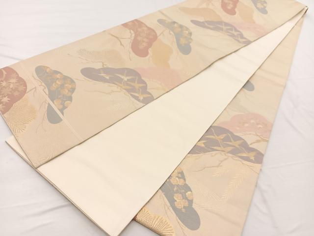 平和屋着物◎六通柄袋帯 飛鶴松花文 金銀糸 正絹 逸品 BAAX1883hv