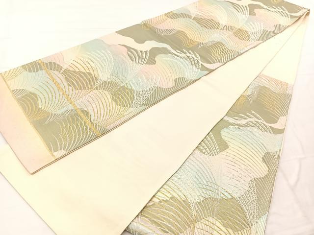 平和屋着物◎六通柄袋帯 唐織 すすき 金銀糸 正絹 逸品 BAAX1905hv