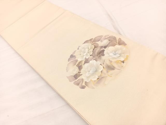 平和屋着物◎太鼓柄袋帯 手描き 牡丹 金彩 正絹 逸品 BAAX1906hv