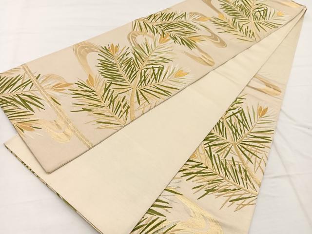 平和屋着物◎六通柄袋帯 唐織 流水若松葉文 金銀糸 正絹 逸品 BAAX1914hv