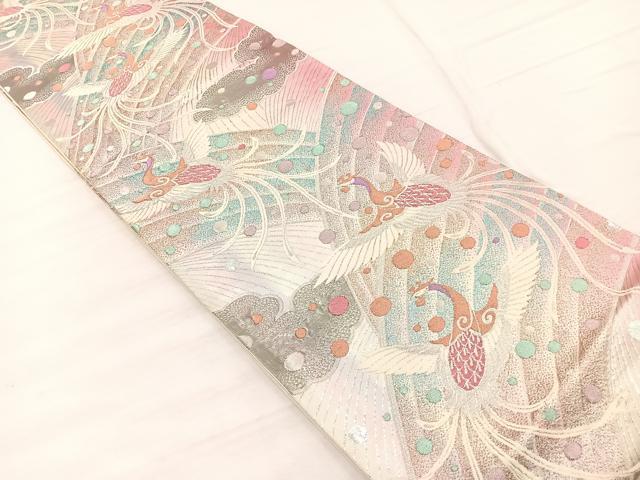 平和屋着物◎六通柄袋帯 鳳凰 プラチナ箔二重箔 正絹 逸品 BAAX1937hv