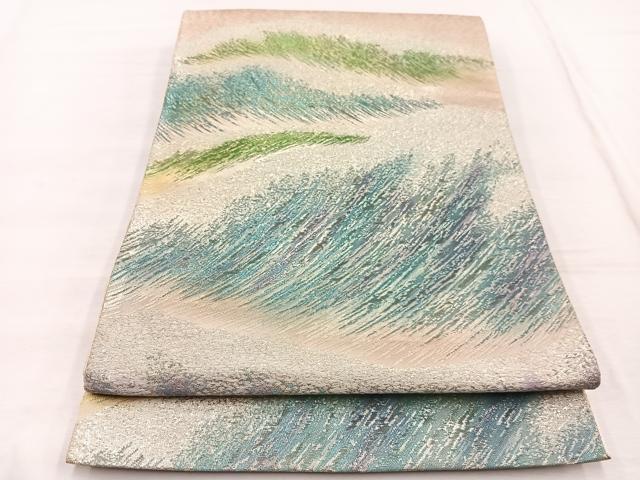 平和屋着物◎六通柄袋帯 立波文 金糸 正絹 逸品 BAAX1961hv