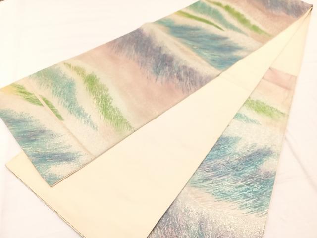 平和屋着物◎六通柄袋帯 立波文 金糸 正絹 逸品 BAAX1961hv