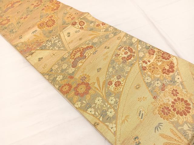 平和屋着物◎六通柄袋帯 若松葉花蝶文 金糸 正絹 逸品 BAAX1964hv