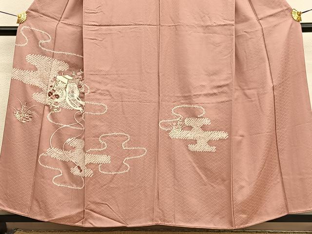 平和屋着物■訪問着 絞り 刺繍 御所車花文 正絹 逸品 BAAX2035hv