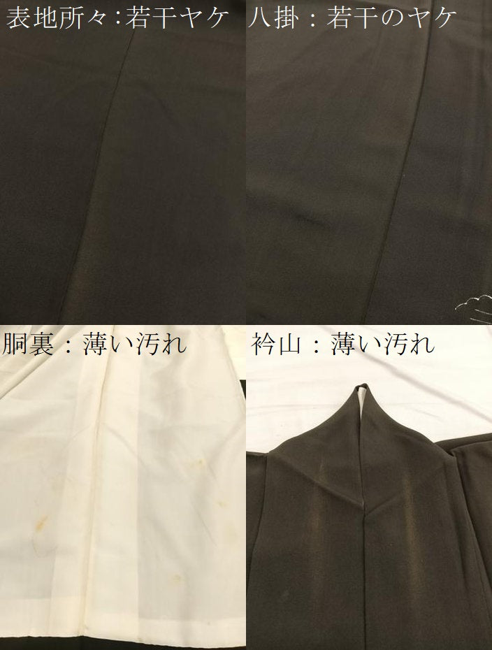 平和屋着物■豪華黒留袖 手描き 駒刺繍 飛鶴風景文 銀彩 正絹 逸品 BAAX2053hv