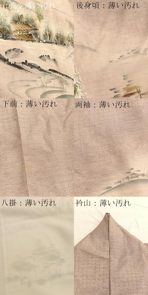 平和屋着物■訪問着 紬地 手描き 風景文 金彩 正絹 逸品 BAAX2061hv