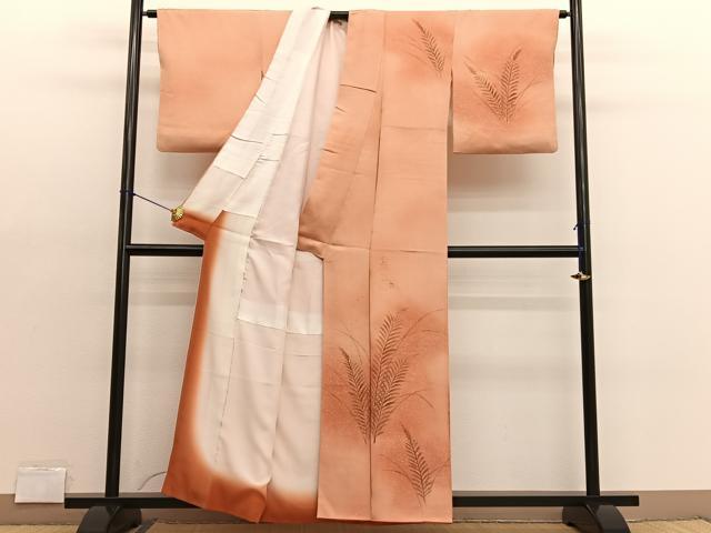 平和屋着物■訪問着 刺繍 草葉文 たたき染め 正絹 逸品 BAAX2070hv