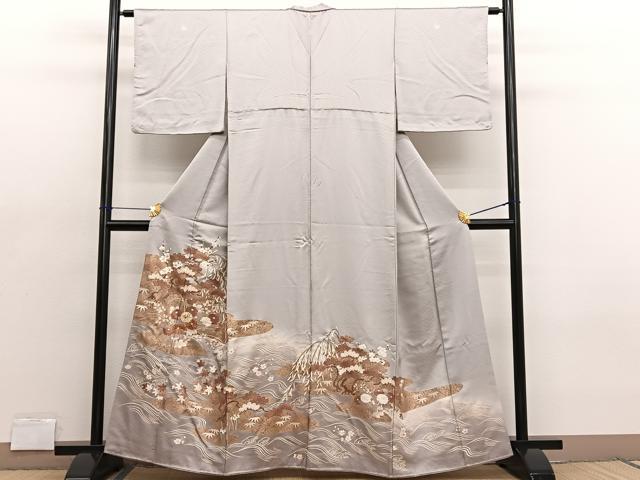 平和屋着物■豪華色留袖 駒刺繍 浜松花文 金彩 正絹 逸品 BAAX2078hv