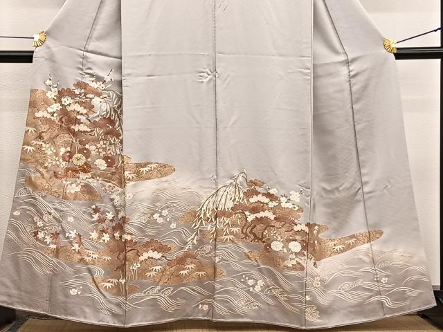 平和屋着物■豪華色留袖 駒刺繍 浜松花文 金彩 正絹 逸品 BAAX2078hv
