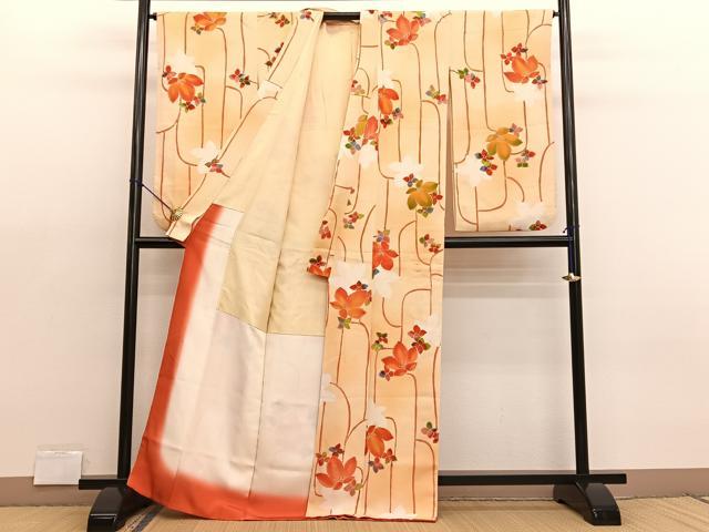 平和屋着物■上質な小紋 草花文 暈し染め 正絹 逸品 BAAX2082hv