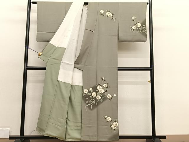 平和屋着物■訪問着 刺繍 枝椿 暈し染め 金彩 正絹 逸品 BAAX2100hv