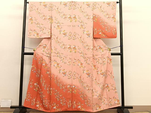 平和屋着物■訪問着 草花文 暈し染め 正絹 逸品 BAAX2106hv