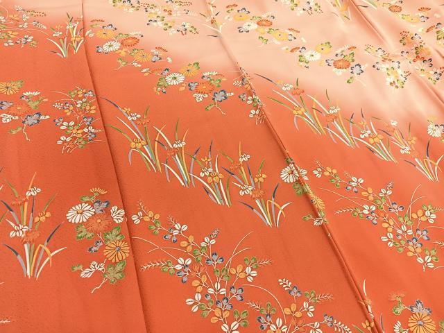平和屋着物■訪問着 草花文 暈し染め 正絹 逸品 BAAX2106hv