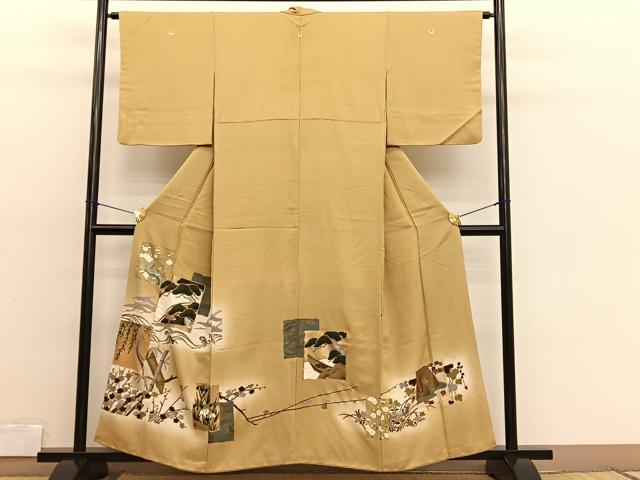 平和屋着物■豪華色留袖 駒刺繍 飛鶴松竹梅 金彩 正絹 逸品 BAAX2112hv